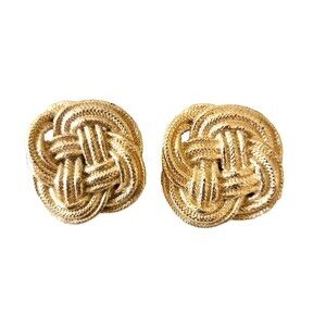 Vintage Givenchy Chunky Rope Knot Clip-On Earrings Bold 80s Statement Couture